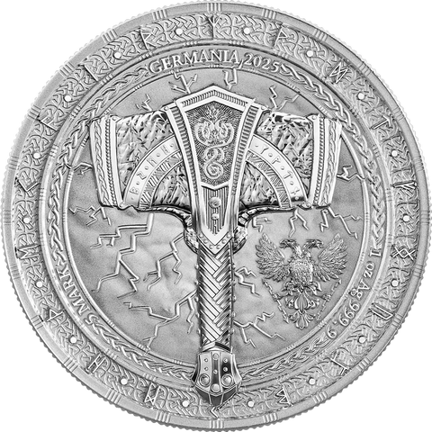 2025 Germania Mint Silver Artefacts: Mjolnir Coin 1oz
