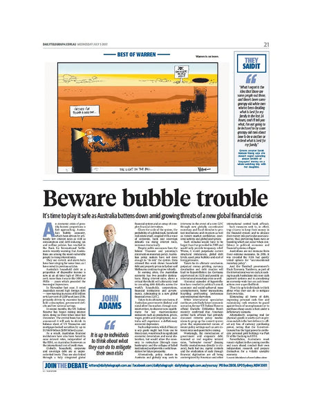 Beware Bubble Trouble -Daily Telegraph