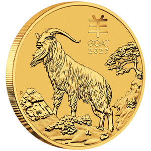 2027 Perth Mint Gold Lunar Goat Coin 1/10oz