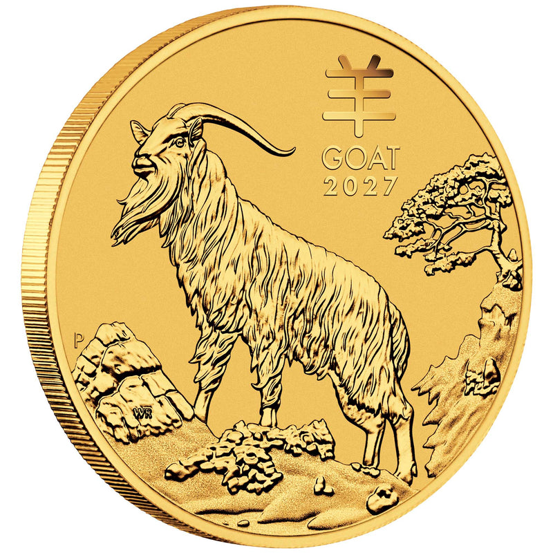 2027 Perth Mint Gold Lunar Goat Coin 1/10oz