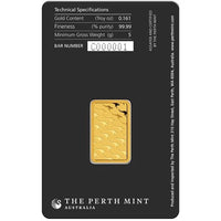 Perth Mint Minted Gold Bar 5g