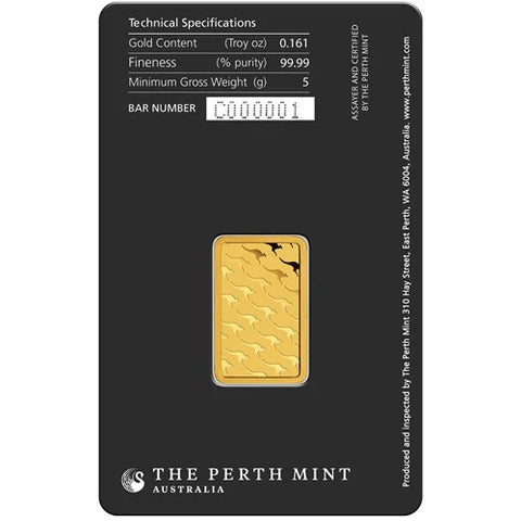 Perth Mint Minted Gold Bar 5g