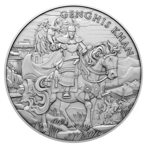 Legendary Warriors Genghis Khan Silver Round 1oz