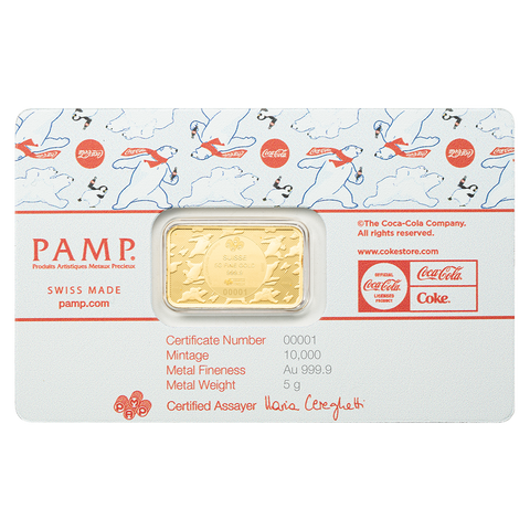 Coca-Cola® Holiday Polar Bears 5g Gold Bar