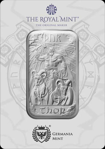 Royal UK Mint Silver Norse Gods Thor Minted Bar 1oz