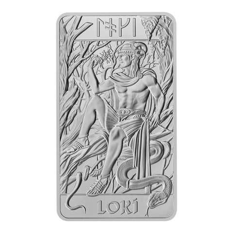 Royal UK Mint Silver Norse Gods Loki Minted Bar 10oz